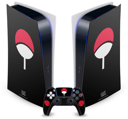 Head Case Designs Offizielle Naruto Shippuden Uchiha-Clan Ikonisch Vinyl Frontplatte Haut Gaming Aufkleber kompatibel mit Sony PlayStation 5 PS5 Digital Edition Console and DualSense Controller