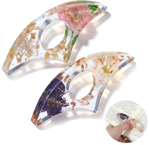 2Pcs Thumb Page Holder Book Page Holder Book Thumb Ring Books Marks for Reading Accessories Transparent Bookmarks for Women Best Friend Friendship Christmas Gifts for Books Lovers Teacher Readers