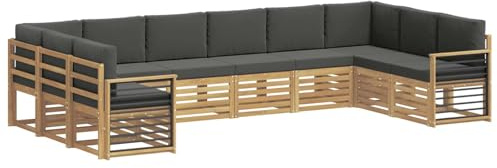 vidaXL Ecksofa Set 10 pcs Weiß und Anthrazit 363 x 187,5 x 73 cm, Garten-Lounge-Set, modernes Outdoor-Sofa, Bequeme Terrassenmöbel, strapazierfähige Sitzgelegenheit