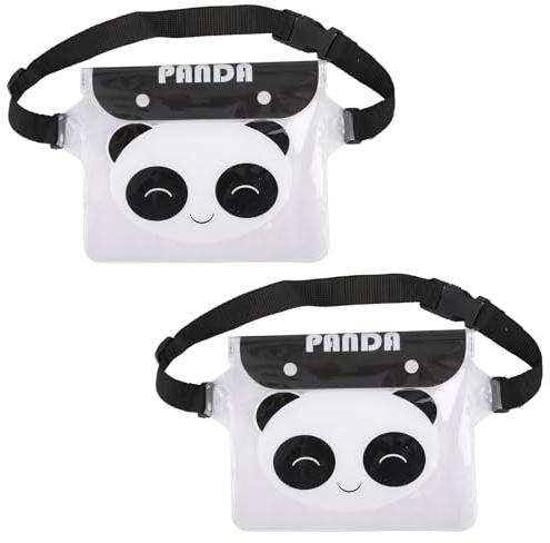 2er Set Wasserdichte Tasche mit Panda-Muster, Wasserfester Beutel & Wasserdichte Bauchtasche für Handy & Wertsachen, Dry Bag für Strand Schwimmen Kajak Schnorcheln Camping, 25x22cm