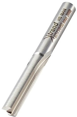 Trend Professional Straight Two Flute Router Cutter, 1/4 Inch Shank, 6.3mm Cut Diameter & 28mm Cut Length, High Speed Steel, 3/21X1/4HSS
