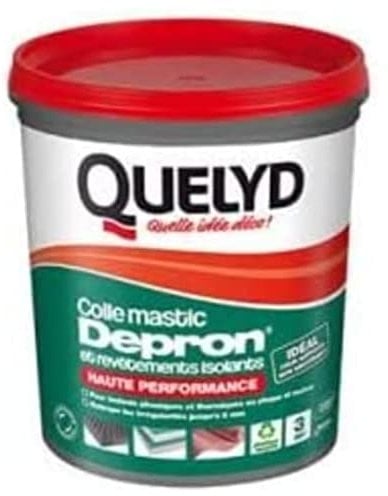 Quelyd Colle pour Plaques Depron et Matériaux Isolants - Haute Performance - Isolation Mur Et Plafonds - Colle en Pâte Prête à l'Emploi, Pot de 1 Kg
