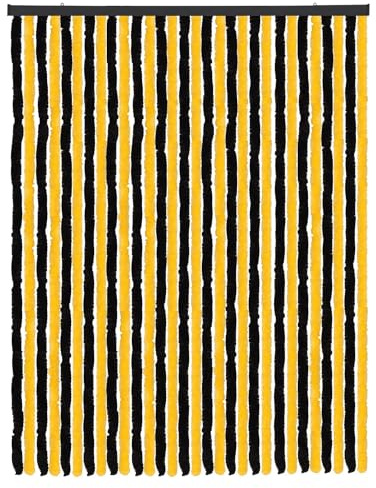 Arsvita Flauschvorhang Türvorhang (120x220 cm) in Schwarz-Gelb als Insektenschutz für Balkon, Terrasse oder Wohnmobil, Wohnwagen, Pavillon