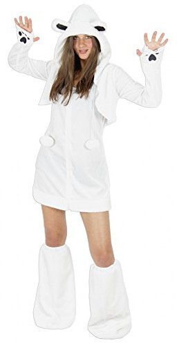 Foxxeo Eisbären Kostüm für Damen Tierkostüme sexy Kleid für Karneval und Fasching Erwachsene Größe M