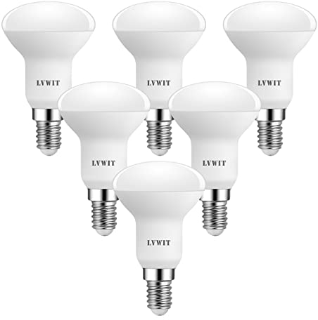 LVWIT E14 LED Light Bulb,4.9W R50 Led Spotlight Reflector Screw Bulbs,40W Incandescent E14 Bulb, 2700K,470Lm,Small Screw Light Bulb,120 Degree Angle,Non-Dimmable (6 PCS)