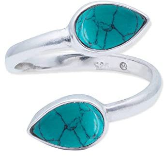 Ring 925 Silber Türkis Edelstein größenverstellbar echt Silber Damen Sterling Silber Geschenk (MRV-087-15)