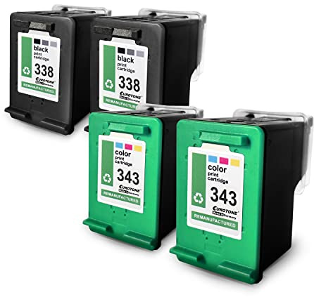4X Müller Printware Patronen kompatibel für HP H 470 ersetzt HP 337+343 CMYK Schwarz Blau Rot Gelb