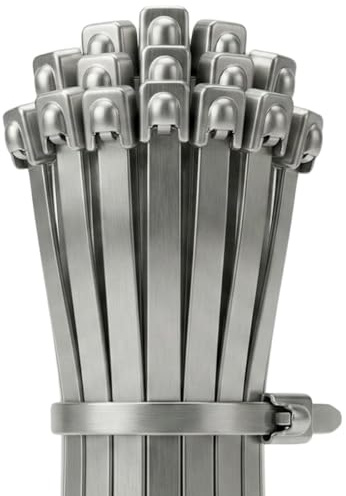 Lumonic 10x Edelstahl Kabelbinder 680 x 7,9mm I Silberne 114kg Metall Kabelbinder bis 500°C I Kabelbinder silber, Kabel binder metall wetterfest