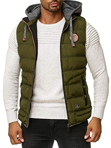 Blackrock Herren Outdoor-Weste - Slim-Fit - Abnehmbare Kapuze und Stehkragen - Moderne Stepp-Weste - Khaki M