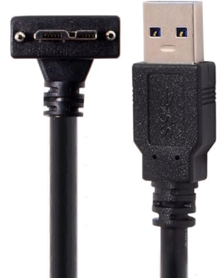 chenyang Câble de données USB 3.0 vers USB 3.0 Micro-B avec support à vis pour caméra industrielle coudée à 90 degrés 5.0M
