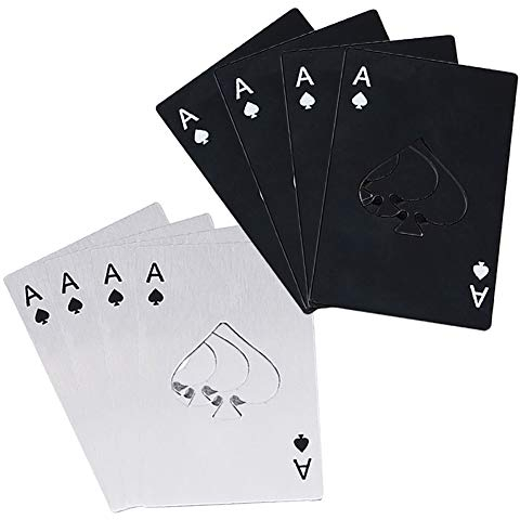 Airoads Ace of Spades Bottle Opener Credit Card Size Pocker Cap Opener Portable Stainless Steel Can Opener (8 Pack Black & Silver)