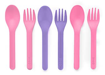OmieBox Utensil Refill Pack for OmiePod - Matches Bubble Pink or Lilac Purple OmieBox Utensil Set with Case - Reusable, Travel, Lunch Boxes - 6 Pieces Total (3 Spoons + 3 Forks) PODS NOT Included