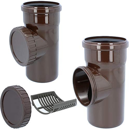 Filtro per tubo di scarico, DN 100, Ø 110 mm, marrone, con setaccio, scarico tubo pioggia, protezione per grondaie, protezione per grondaie, protezione foglie, acqua piovana