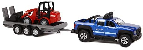 Kids Globe SUV with Trailer + Excavator (Light + Sound, Off-Road Vehicle with Pull Motor, Toy Made of Plastic, Doors can be Open) 510207, Multicoloured