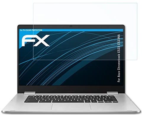 atFoliX Schutzfolie kompatibel mit Asus Chromebook C523 C523NA Folie, ultraklare FX Displayschutzfolie (2X)
