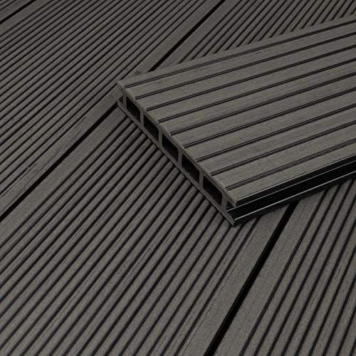 HORI® WPC-Terrassendiele Malta Grau Hohlkammer I Komplettset inkl. 40x60 mm Unterkonstruktion & Clips I Fläche: 32 m² I 4,40 m Dielenlänge
