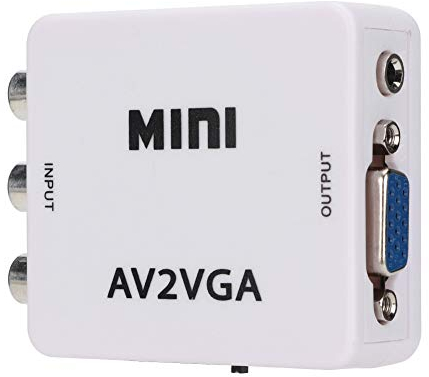Diyeeni Mini VGA zu Video Konverter Composite AV zu VGA Adapter Audio-Video Konverter für TV Set-Top-Box (weiß)