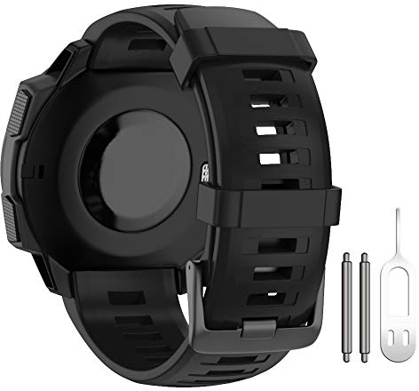 ANBEST Armbändern Kompatibel mit Garmin Instinct/Instinct 2 Armband, Weiches Silikon Uhrenarmband Sport Ersatzarmband für Garmin Instinct, Schwarz