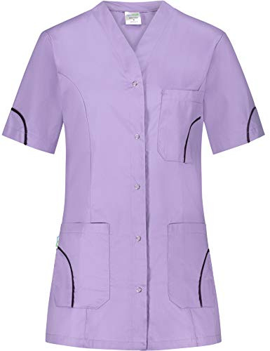 B-well Silvia Kasack Damen Pflege Schlupfkasack Schlupfjacke Damen Kasack Kurzarm mit Knopfen