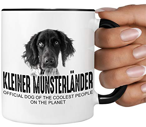 siviwonder Tasse Kleiner Münsterländer Keramik Kaffeebecher weiß/schwarz spülmaschinengeeignet C Henkel Hundemotiv Jagdhund Spruchbecher Geschenk Bürotasse Homeoffice Teetasse