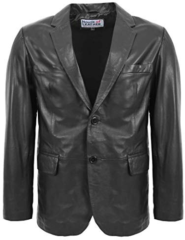 Mens Real Leather Blazer Two Button Jacket Zavi