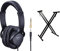 Roland RH-5 Auriculares para DJ (Tipo Cerrado), Color Negro + Rockjam Soporte De Teclado Ajustable con Doble Refuerzo Y con Correas De Bloqueo