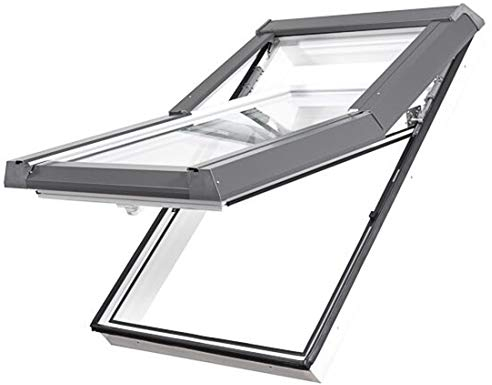 Kunststoff Dachfenster 114x140 cm - Günstig! Blitzversand! - Hoch-Schwingfenster SKYLIGHT PVC mit 2-fach Verglasung und Eindeckrahmen für Ziegel !!
