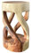 FaHome Runder Holzhocker aus massivem Suarholz, 50x28x28cm - Handgefertigter Beistelltisch, Gedrehter Couchtisch
