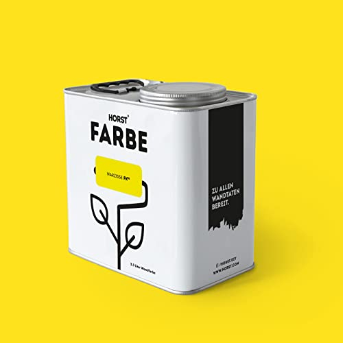 HORST Wandfarbe Narzisse 2,5L - Hochwertige Innen-Farbe - Hohe Deckkraft & Schnelltrocknend - Geruchsneutral - Spritz- & Tropffrei - 100% Natürlich - Gelb