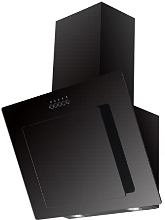Hotte sans tête Respekta/Hotte en biais 60 cm/Boîtier en métal avec écran en verre noir/Fonction d'extraction et de recyclage d'air / CH21060SBZ / B / 56 – 62 dB