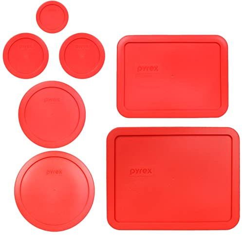 Pyrex 7 Lid Red Bundle for Pyrex 7211, 7210, 7203, 7201, 7200, 7202 Glassware Made in the USA
