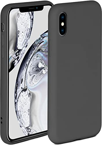 OneFlow Coque souple compatible avec Apple iPhone X/iPhone XS - Bords surélevés pour protection d'écran - Double couche - Anthracite mat