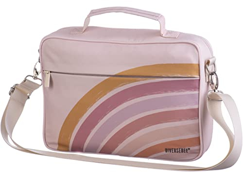 DIVERSEBEE Große Buchhülle mit Griffen und Schultergurt, Tragetasche für Frauen, Tragetasche, Kirchenbuchhülle, Zubehör, christliches Geschenk (Regenbogen)