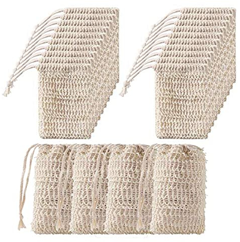 Seifensäckchen aus natürlichem Sisal für Duschbad, Peeling, Seifensäckchen, 50 Stück