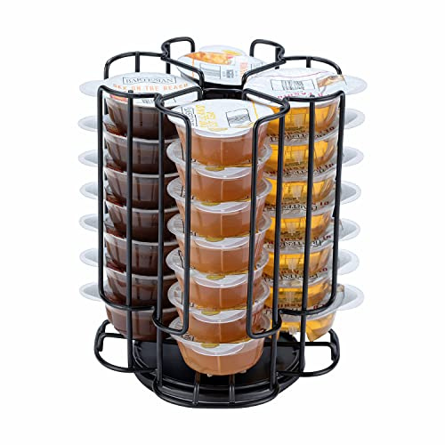 FlagShip Support de dosettes à cocktail pour rangement de dosettes Bartesian - Compteur d'économie d'espace - En métal noir - Rotation lisse - Capacité de 28 dosettes
