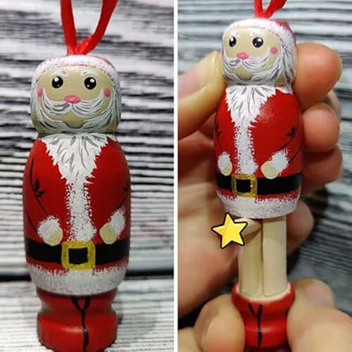 EHOTER Weihnachtsmann-Anhänger aus Holz, Weihnachtsdekoration, nackt, frech, lustiger Weihnachtsmann, kann die Beine nach unten ziehen, Ornament, Partydekoration, Geschenke (männlich)
