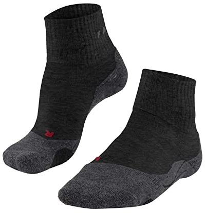 FALKE Women's TK2 Explore Short W Sso Wool Thick Anti-Blister Hiking Socks 1 Pair, Grey Asphalt Melange 3180, 5.5-6.5