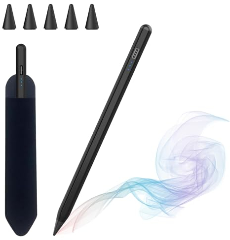 Stylus Stift für iPad 2018-2025 mit Schnellladeleistung Palm Rejection und Neigungssensitivität, Pencil für Apple iPad 11/10/9/8/7/6, Mini 6/5, Air 5/4/3/M2/M3, Pro 3/4/5/6/M4 Generation (Schwarz)