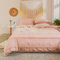 Freyamy Böhmen Bettwäsche 135x200cm 2teilig Hellrosa Rosa Pom Pom Boho Chic Bettwäsche Gewaschene Microfaser Bettwaren-Sets Weiche Bettbezug mit Reißverschluss und Kissenbezug 80x80cm