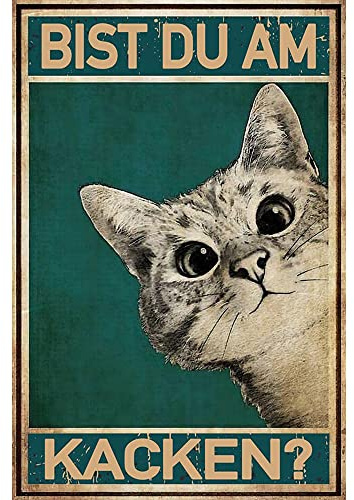 FiveMileBro Bist du am Katchen Katze Bild Poste, Lustiger Spruch poster Toilette Deko, Bathroom Toilet WC Decoration (graue Katze, 20cmx30cm)