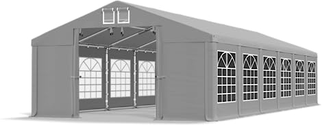 DAS COMPANY Partyzelt 5x12m wasserdicht grau Zelt 560g/m² PVC Plane Hochwertigeszelt Gartenzelt Winter SD - Faltpavillon - Lagerzelt Winterfest - Festzelt - Gartenpavillon - Pavillon - Lagerzelt
