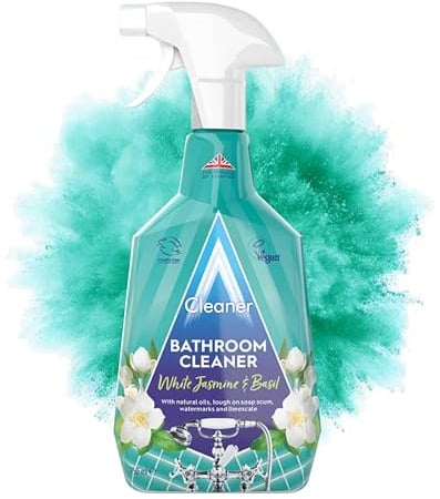 Bathroom Cleaner Spray 750ml Toilet Cleaner and Descaler Toilet Bleach Removes Limescale, Soap Scum, Watermarks and Tough Stains White Jasmine and Basil 750ml (1)
