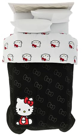 Franco Hello Kitty Bedding Wendedecke, superweiche Mikrofaser, Doppelbett, offizielles Lizenzprodukt