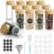 FRIBERG 12 Gewürzgläser Set mit Deckel,100ml Gewürzdosen mit Etiketten auf Deutsch,Gewürzstreuer Spice Jars Gewürzbehälter mit Trichter mit Streueinsatz,Leeren Aufklebern, Sieben[9,5cm x 4,5cm]