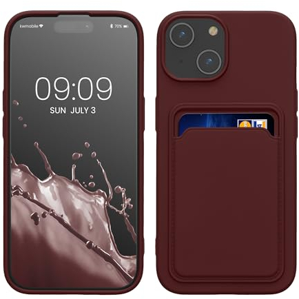 kwmobile Handyhülle kompatibel mit iPhone 15 Hülle - Handy Cover mit Fach für Karten - in Tawny Red