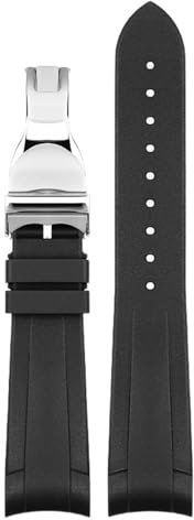 NRYCR Gummi-Armband für Tudor Black Bay GMT Uhrenarmband, gebogenes Ende, Faltschließe, Schwarz, Blau, Rot, 22 mm Armband, 22 mm, Achat