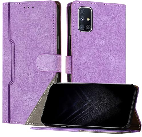 NETANY Schutzhülle für Samsung Galaxy M51, PU Leder Flip Wallet Handyhülle mit magnetisch Kartenfächer Standfunktion Hülle für Galaxy M51 - Lila