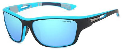 Layoners Calpherion Sonnenbrille, Herren Sport-Sonnenbrille, Polarisiert, Blendfrei, UV400-Schutz, Hochauflösende Optik, Universelle Passform, Trendy (Blau)