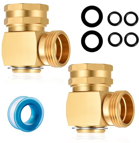 YELUN Lot de 2 raccords coudés pivotants à 90 degrés en laiton massif pour tuyau d'arrosage