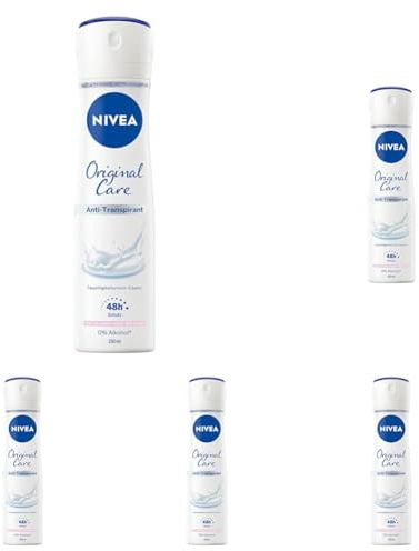 NIVEA Original Care Deo Spray (150 ml), pflegendes Anti-Transpirant mit Hautpflege-Essenz, für 48h zuverlässigen Schutz und sanfte Pflege (Packung mit 5)